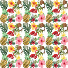 Watercolor tropical pattern