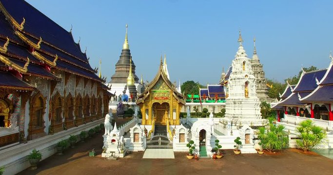 beautiful architecture temple. Ban Den temple in Chiang Mai north of Thailand. there have a lot of amazing  fantasy animals in paradise in literature around temple.