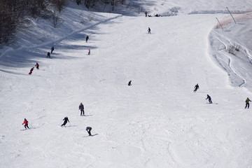 pista da sci con sciatori