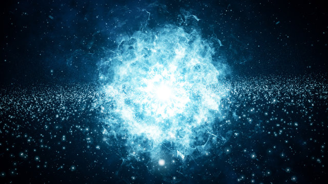 The birth of the universe in space, a big bang 3d illustration