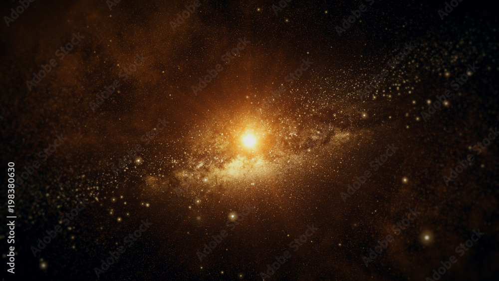 Canvas Prints the solar system with stars and the sun in outer space 3d illustration