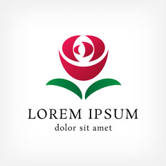 rose vector logo design template, minimal petal beauty icon, salon floral abstract sign, vector illustration