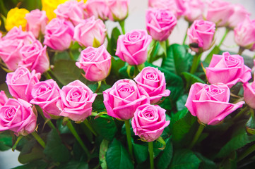 Street flower market. Different roses