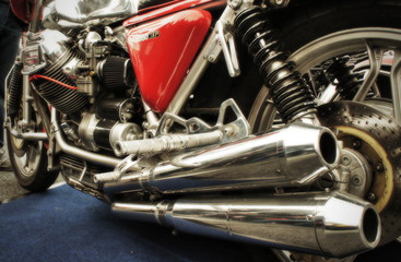 Italian classic motorcycle - exhaust detail
