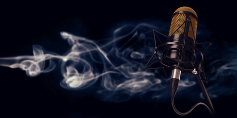 microphone in studio at background 3d illustration