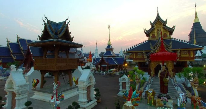 beautiful architecture temple. Ban Den temple in Chiang Mai north of Thailand. there have a lot of amazing  fantasy animals in paradise in literature around temple.