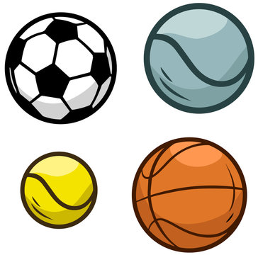 Cartoon sports ball vector icon set