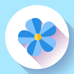 Frangipani flower icon Nature symbol - blue flower Vector icon flat
