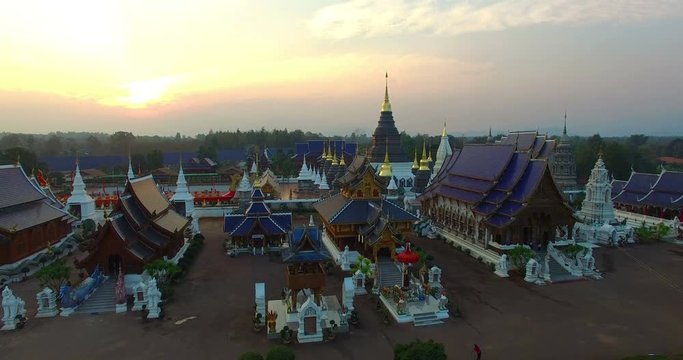 beautiful architecture temple. Ban Den temple in Chiang Mai north of Thailand. there have a lot of amazing  fantasy animals in paradise in literature around temple.