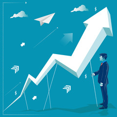  Businessman holding arrow. Business concept vector illustration