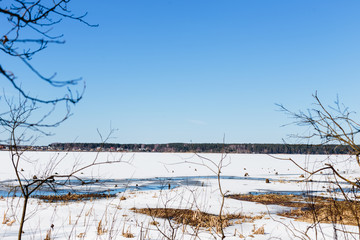 Winter landscape in sunny weather