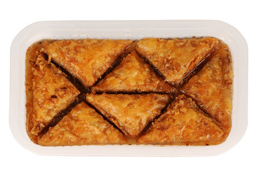 Traditional oriental dessert baklava with syrup