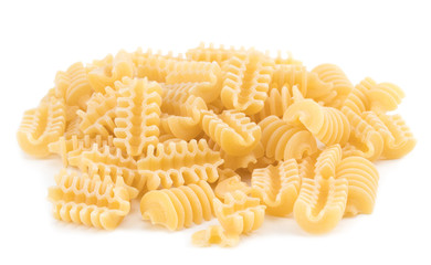 Group of macaroni pasta on white background