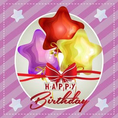 happy birthday card with cute star balloon