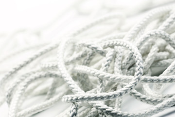 White rope close up on a white background