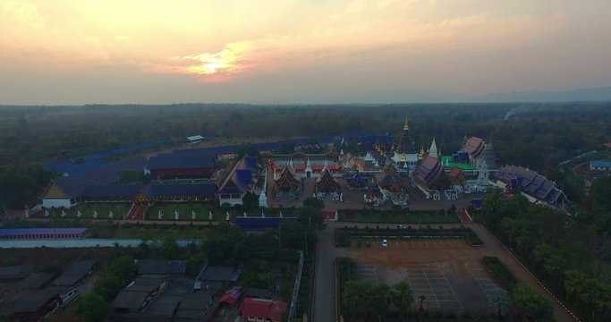 beautiful architecture temple. Ban Den temple in Chiang Mai north of Thailand. there have a lot of amazing  fantasy animals in paradise in literature around temple.