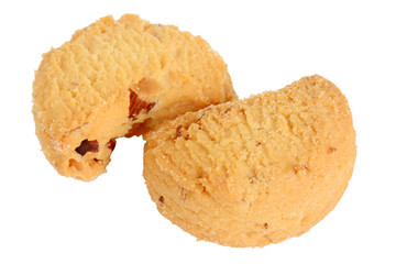 Sweet almond cookies isolated on white background.