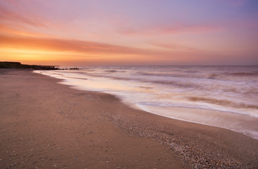 Seascape during bright sunrise. Beuatiful natural composition at the summer time