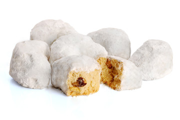 Moon shape cookies with powdered sugar