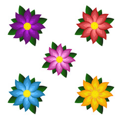 Templates of bright colored stylized flowers