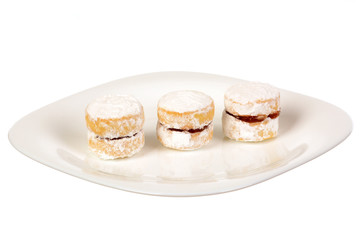 Sandwich cookies with powdered sugar