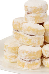 Sandwich cookies with powdered sugar