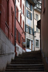 Fototapeta na wymiar A narrow road in Basel, Switzerland