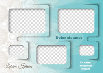 Template for photo collage in modern style. Family photo album. Frames for clipping masks is in the vector file