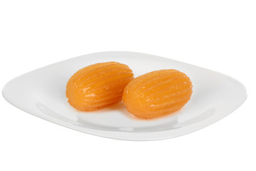 Traditional Turkish dessert tulumba on plate