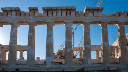 Amazing view of The Parthenon in the Acropolis of Athens, Attica, Greece