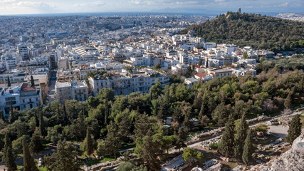 Amazing panorama from Acropolis to city of Athens, Attica, Greece