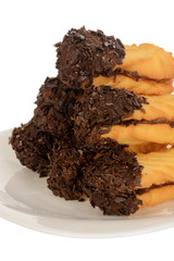 Sandwich cookies, oval shape filled with chocolate cream