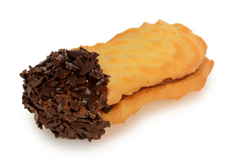 Sandwich cookies, oval shape filled with chocolate cream