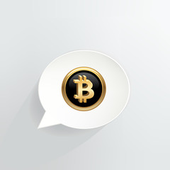 Bitcoin Cryptocurrency Coin 3D Speech Bubble Background