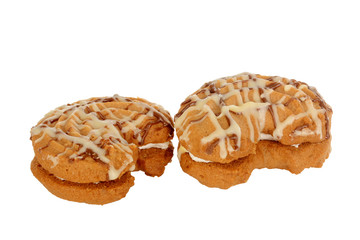 Sandwich cookies, moon shape filled with vanilla cream