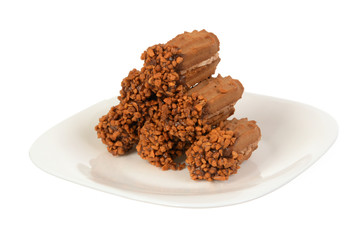 Sandwich cookies, oval shape filled with chocolate cream