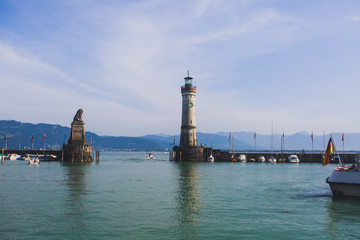 Fototapeta premium Streets of Lindau, is a town and an island on the eastern german side of Lake Constance, Bodensee, Bavaria, Germany