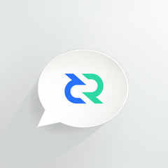 DeCred Cryptocurrency Coin 3D Speech Bubble Background