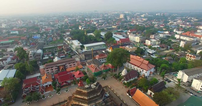 aerial view Wat Chedi Luang Chiang Mai most important temples is the Wat Chedi Luang located in the ancient walled part of the city.