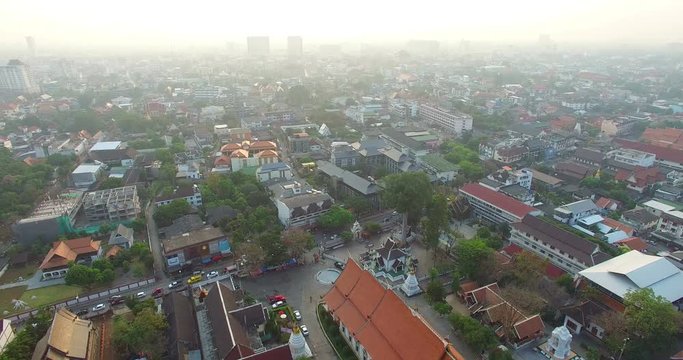 aerial view Wat Chedi Luang Chiang Mai most important temples is the Wat Chedi Luang located in the ancient walled part of the city.