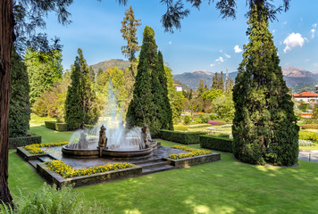 Fountain in the Botanical Garden of Villa Taranto, Pallanza, Verbania, Italy.
