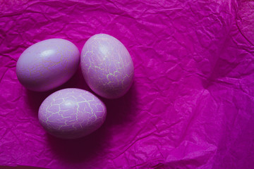 Easter eggs colored and tinted, top view