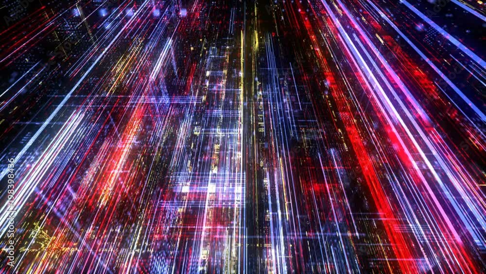 Poster abstract digital abstract virtual city. scanning city for hackers attack concept. software developer