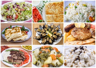Traditional delicious Turkish food collage