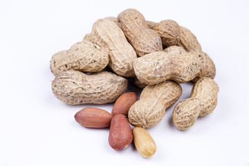 Groundnut, peanut on the white background
