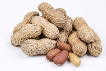 Groundnut, peanut on the white background
