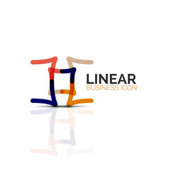 Abstract flower or star minimalistic linear icon, thin line geometric flat symbol for business icon design, abstract button or emblem