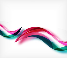 Vector colorful wavy stripe on white background with blurred effects. Vector digital techno abstract background