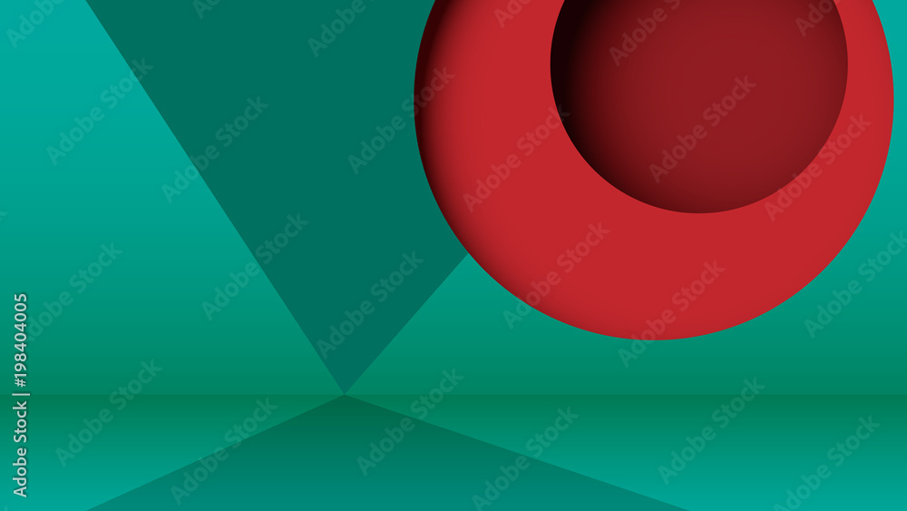 Poster Abstract minimal geometric simple shape paper cut web banner template on green background.Vector illustration.