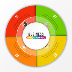 Circle infographic template four option, process or step for business presentation